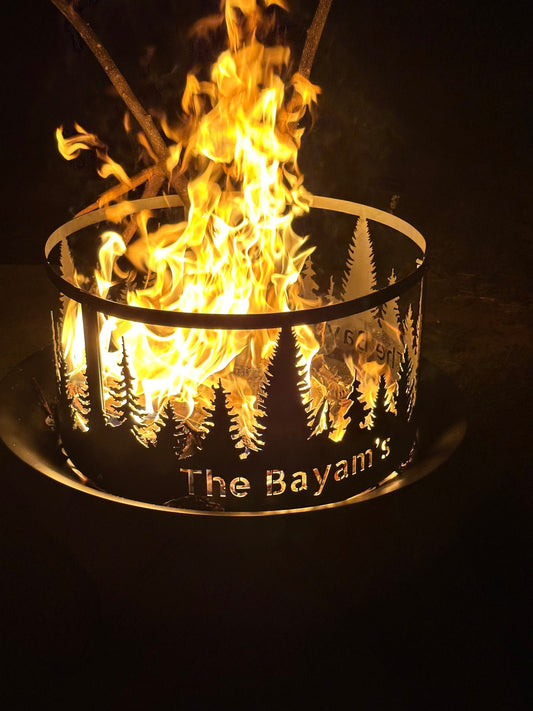 Custom Fire Pit Ring | Personalized Backyard Campfire | Heavy-Duty Outdoor Wood Burning Pit | Stunning Gift for Family & Friends