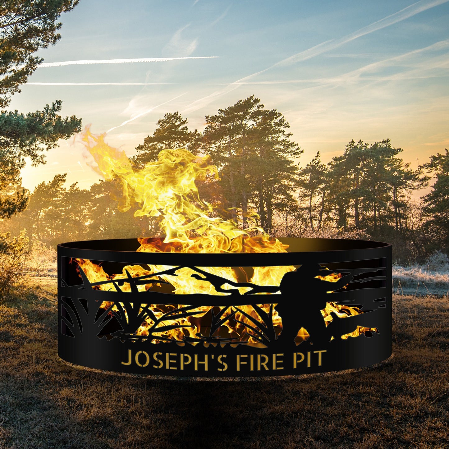 Josephs Fire Pit, Custom Heavy Duty Outdoor Fire Ring, Anniversary Gift, Personalized Metal Fire Pit Rings, Gift for Him, Rustic Metal Art