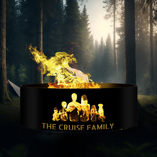 Mothers Day Gift, Custom Family Fire Pit, Unique Family Silhouette Mom, Dad, Kids and Pets All Personalized Fire Ring, Gift for Parents