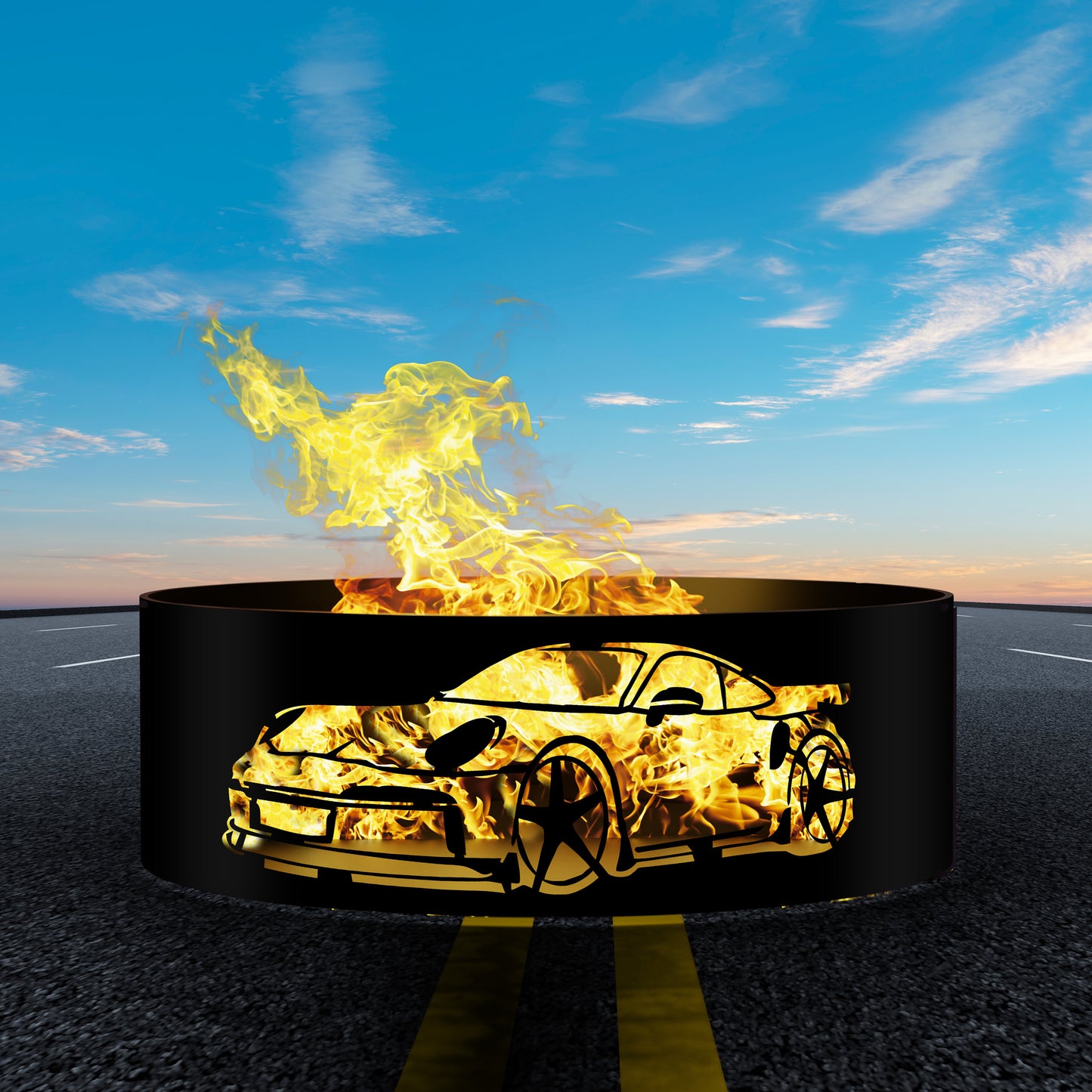 Custom Car Lover Fire Pit | Gift for Car Enthusiasts | Gift for Dad | Personalized Gift for Boyfriend | Fire Ring | Unique Gift for Him