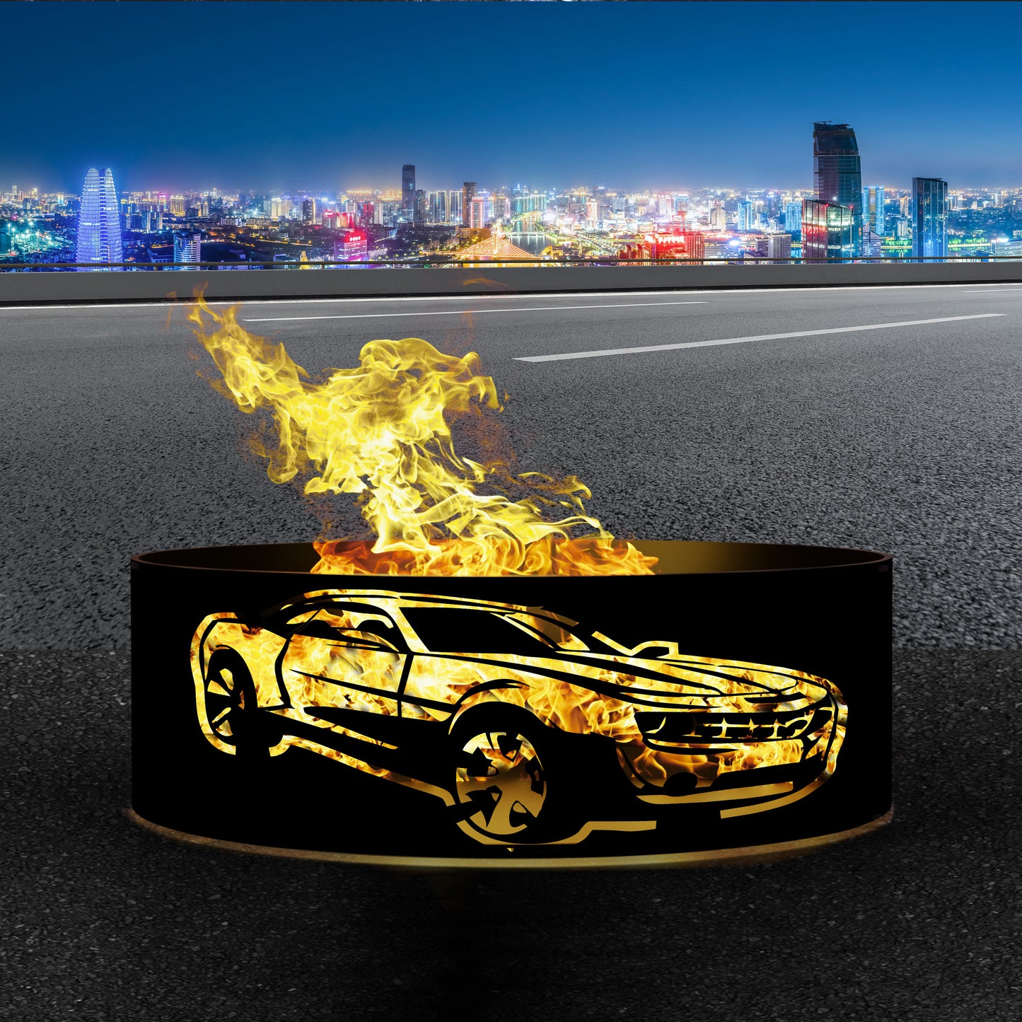 Personalized Gift for Car Enthusiasts | Metal Fire Pit Ring | Gift for Car Guy | Gift for Boyfriend | Wood Burning Outdoor Fire Ring