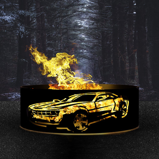 Custom Fire Pit Ring for Car Lovers | Personalized Metal Fire Ring | Gift for Him | Outdoor Wood Burning Fire Pit