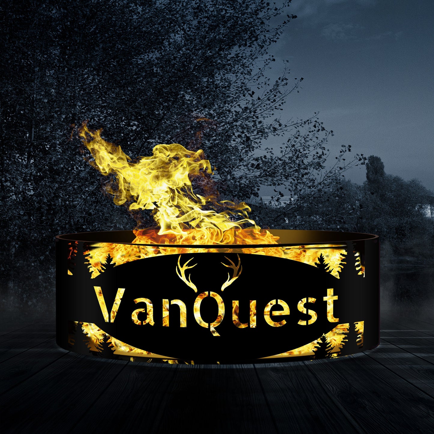 Personalized Fire Pit, Custom Gift Metal Fire Ring, Forest - Deer Theme Fire Pit, Unique Christmas Gift , Gift For Him, Husband Gift Ideas