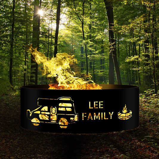 Camper Gift Fire Pit, Custom Fire Pit Ring, Camper Van Fire Pit, Camp Fire with Custom Name, Happy Campers Gift, Perfect Personalized Gift