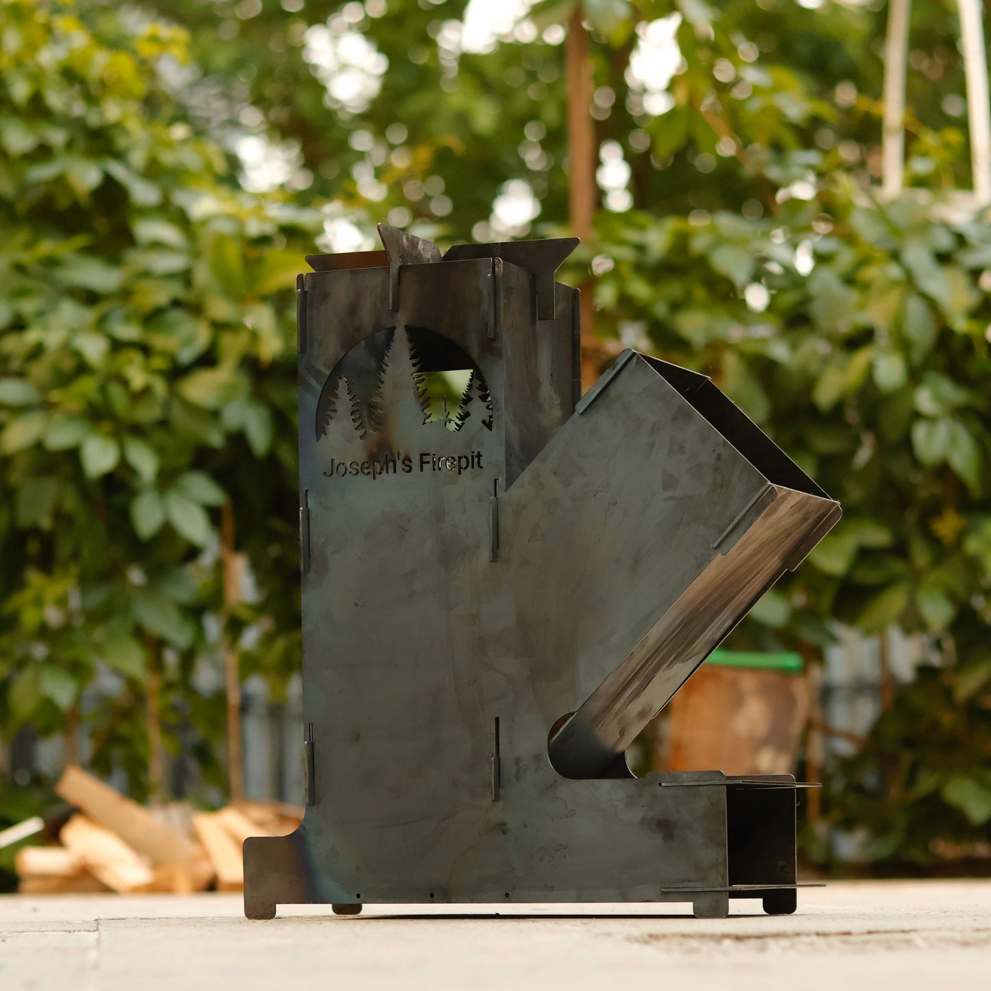 Giant Rocket Stove, Wood Burning Portable Heavy-Duty, Custom Gift for Him, Unique Gift Idea for Men, Personalized Fire Pit, Josephsfirepit