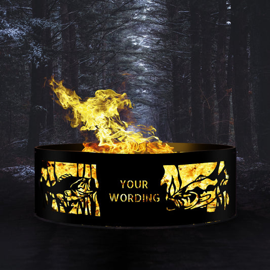 Personalized Heavy Duty Josephs Metal Fire Pit Ring,  12" Tall Fish Fire Pits, Outdoor Wood Burning Fire Pit, Gift for Fisherman