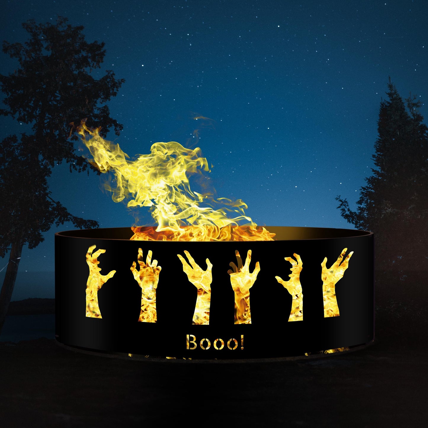 Custom Zombie Hands Halloween Fire Pit | Personalized Metal Fire Ring | Unique Spooky Hands | Halloween Decor | Halloween Outdoor Decoration