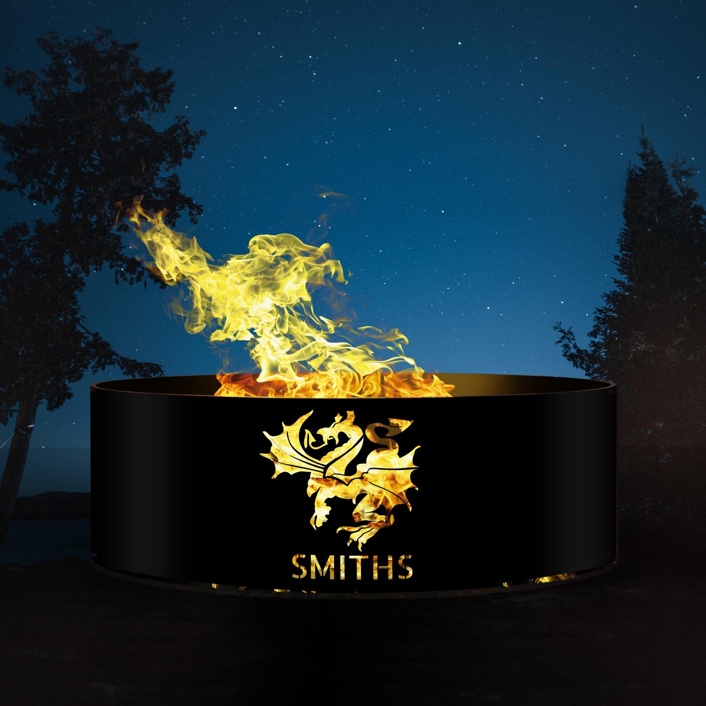 Custom Dragon Fire Pit | Heavy Duty Outdoor Fire Ring | Dragon Silhouette Metal Fire Pit | Unique Gift for Him