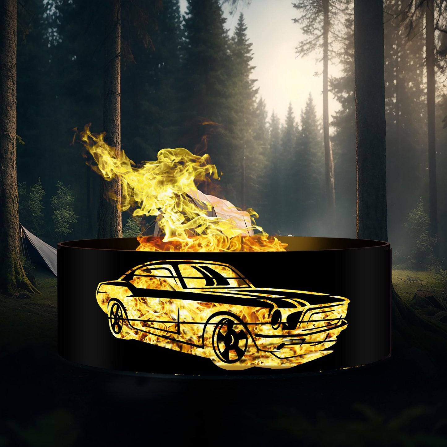 Personalized Fire Pit Gift for Dad | Custom Fire Ring for Car Lovers | Metal Father's Day Gift | Unique Gift for Men & Boyfriends