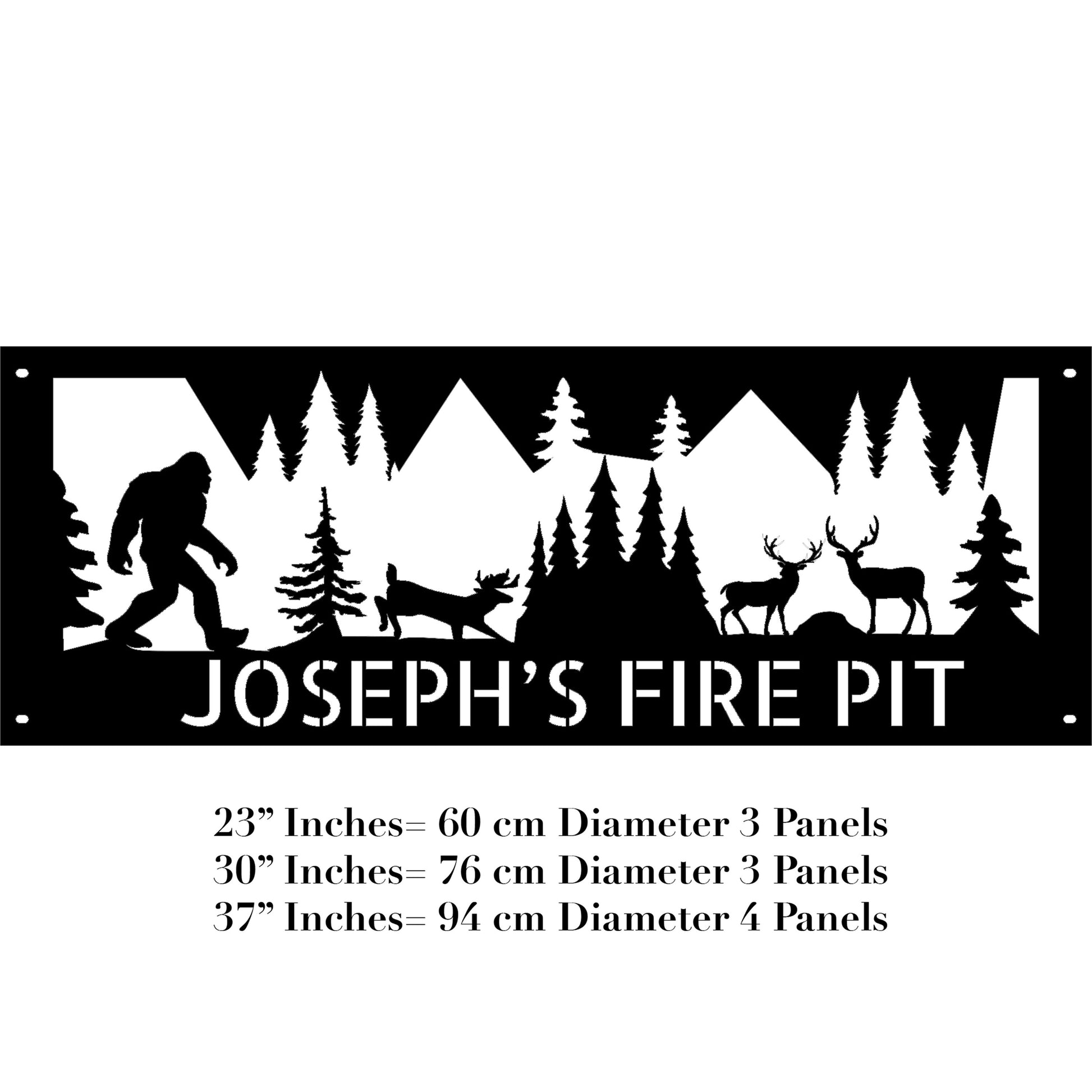 Bigfoot Forest Fire Pit, Custom Firepit, Custom Gift for Him, Heavy Duty Fire Pit Ring, Deer and Sasquatch Design, Christmas Cabin Gift