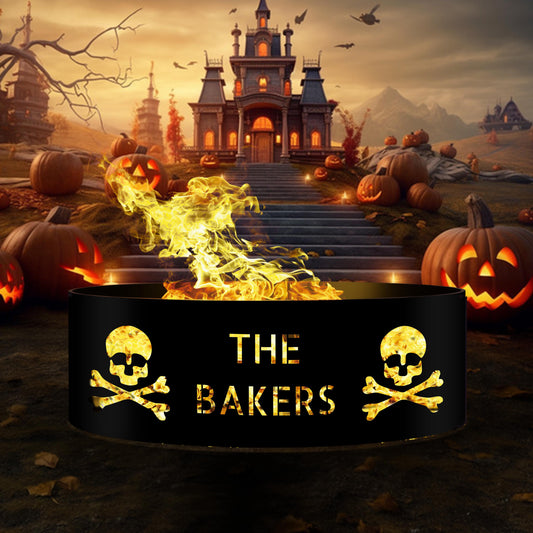 Personalized  Skeleton Halloween Fire Ring | Custom  Metal Fire Pit | Unique Outdoor Decoration | Spooky Fire Pit Gift | Halloween Decor