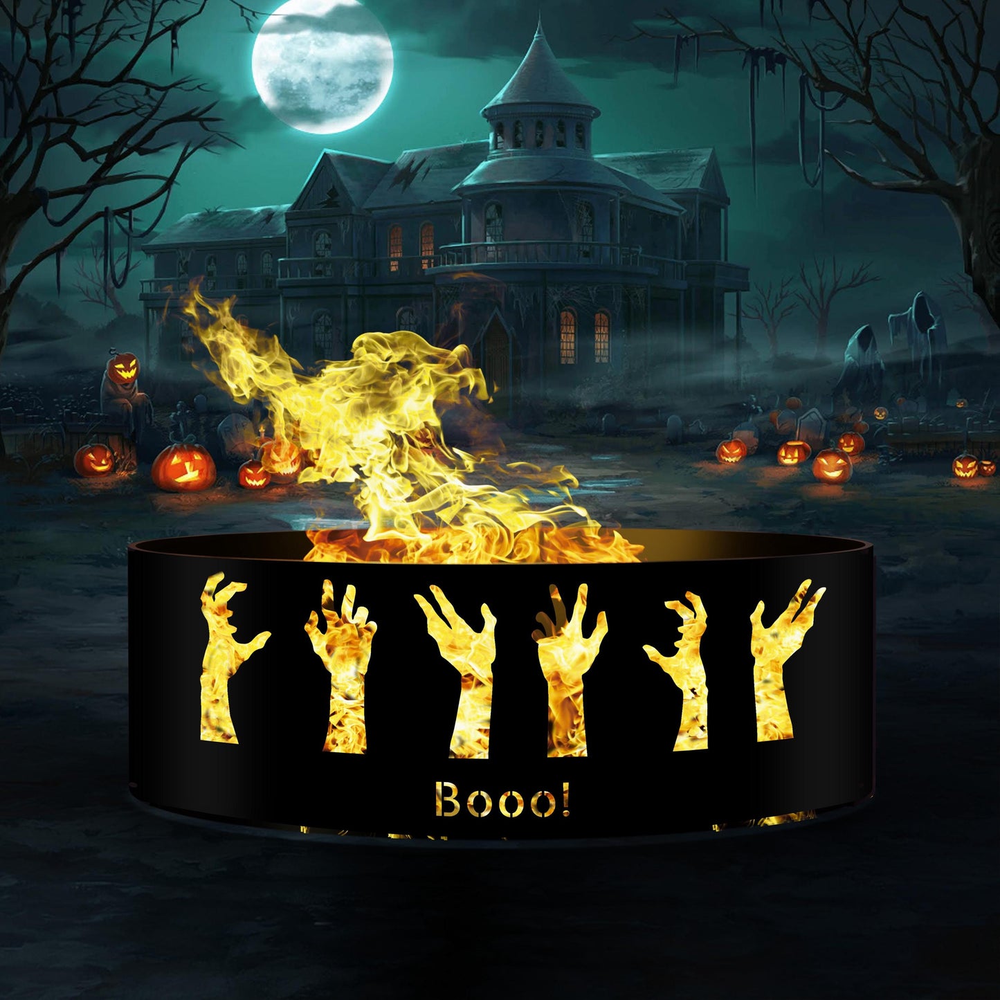 Custom Zombie Hands Halloween Fire Pit | Personalized Metal Fire Ring | Unique Spooky Hands | Halloween Decor | Halloween Outdoor Decoration