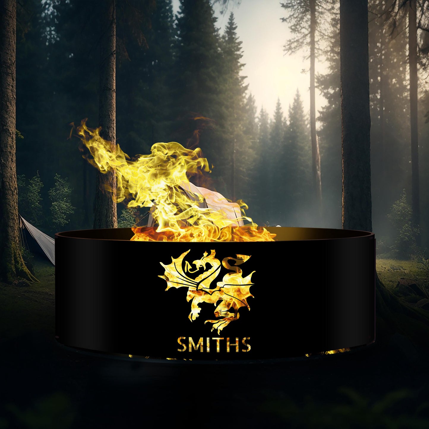 Custom Dragon Fire Pit | Heavy Duty Outdoor Fire Ring | Dragon Silhouette Metal Fire Pit | Unique Gift for Him