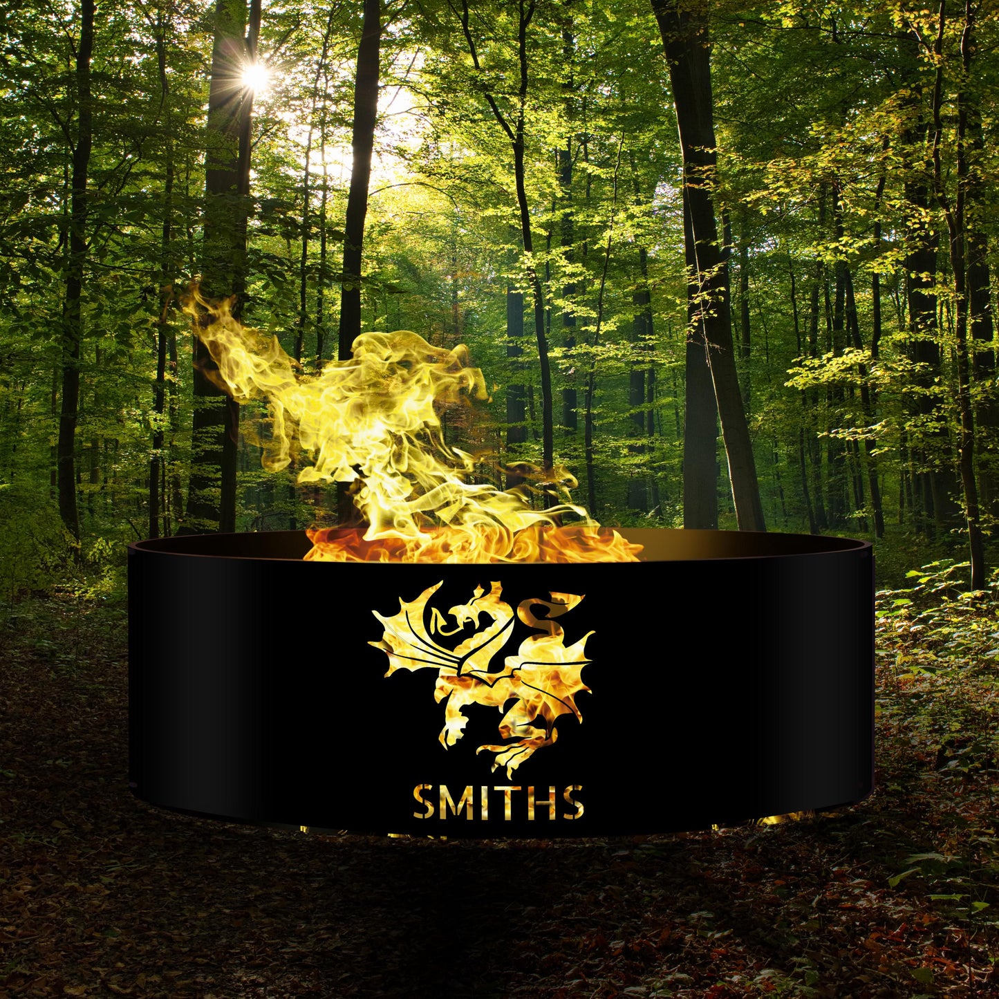 Custom Dragon Fire Pit | Heavy Duty Outdoor Fire Ring | Dragon Silhouette Metal Fire Pit | Unique Gift for Him