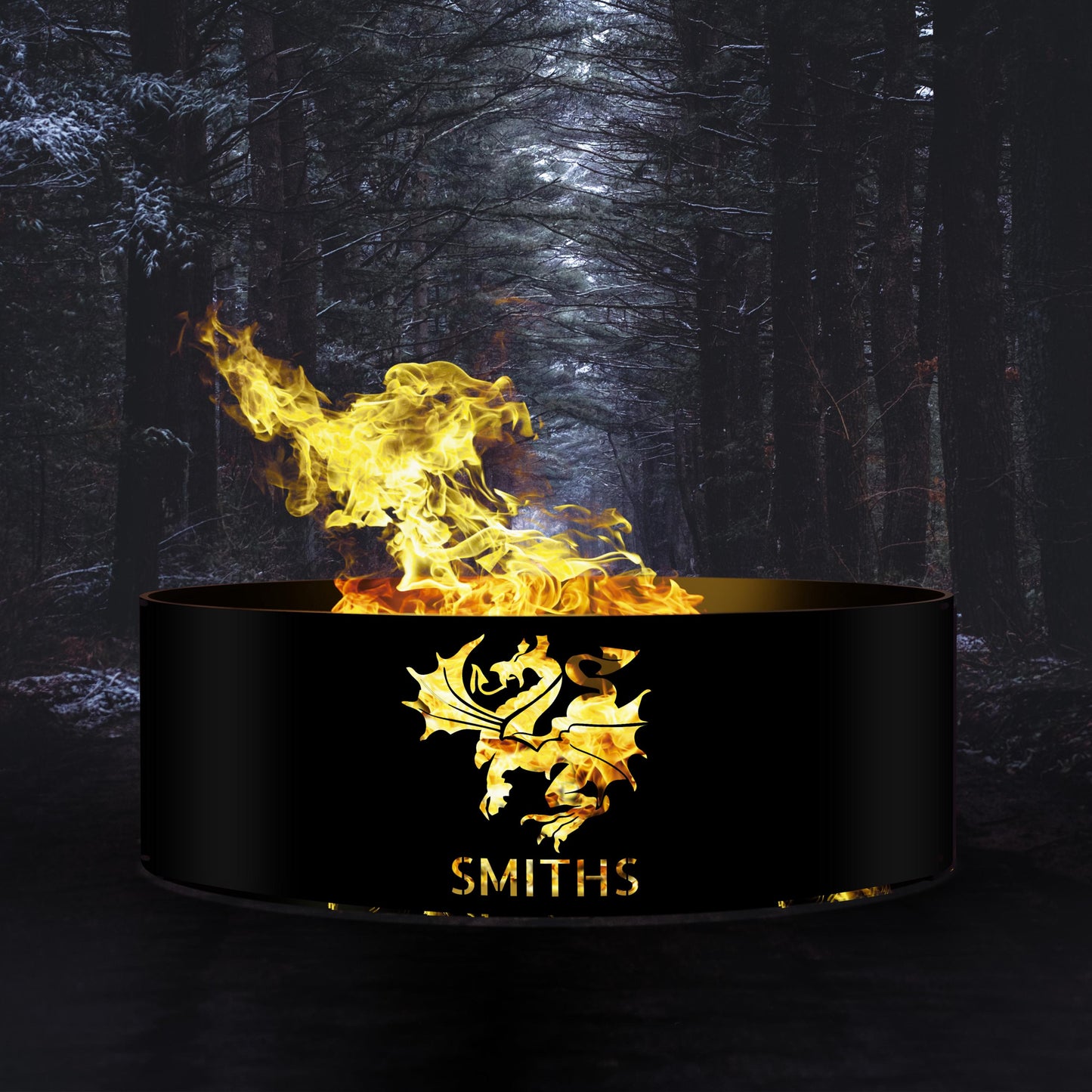 Custom Dragon Fire Pit | Heavy Duty Outdoor Fire Ring | Dragon Silhouette Metal Fire Pit | Unique Gift for Him