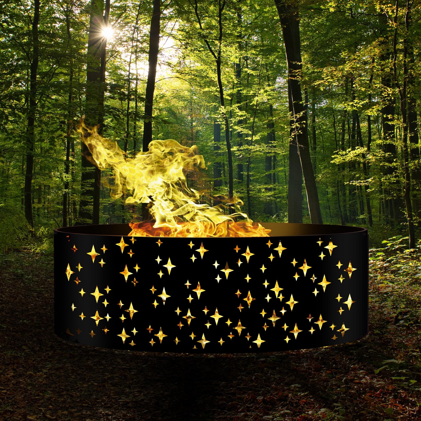 Personalized Metal Fire Pit | Moon and Stars Fire Ring | Custom Wood Burning Fire Pit | Joseph’s Fire Pit | Raw Sturdy Metal Fire Ring