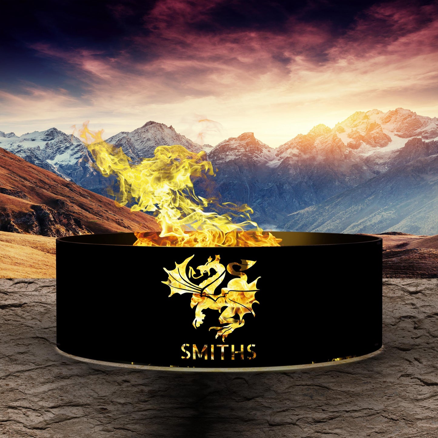 Custom Dragon Fire Pit | Heavy Duty Outdoor Fire Ring | Dragon Silhouette Metal Fire Pit | Unique Gift for Him