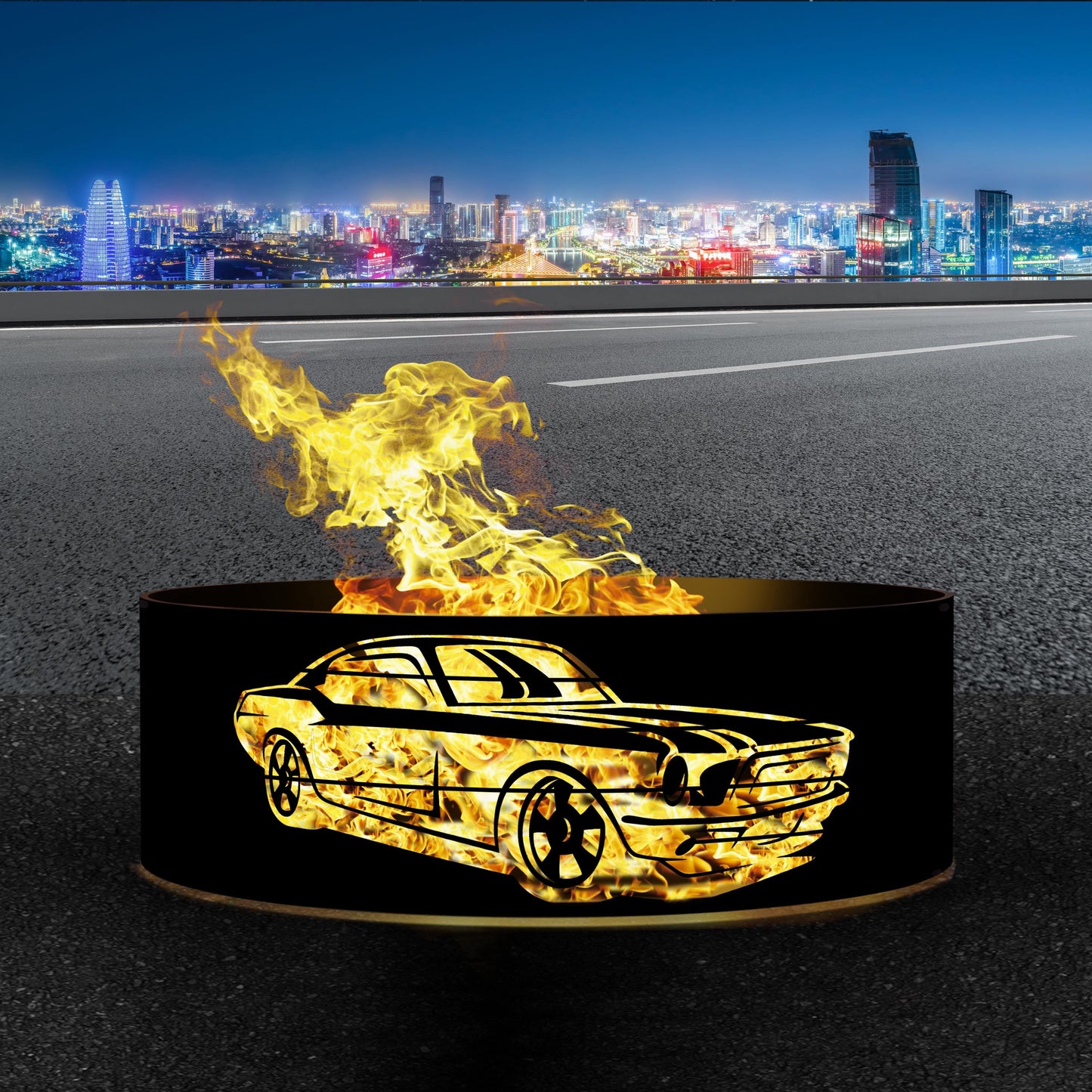 Personalized Fire Pit Gift for Dad | Custom Fire Ring for Car Lovers | Metal Father's Day Gift | Unique Gift for Men & Boyfriends