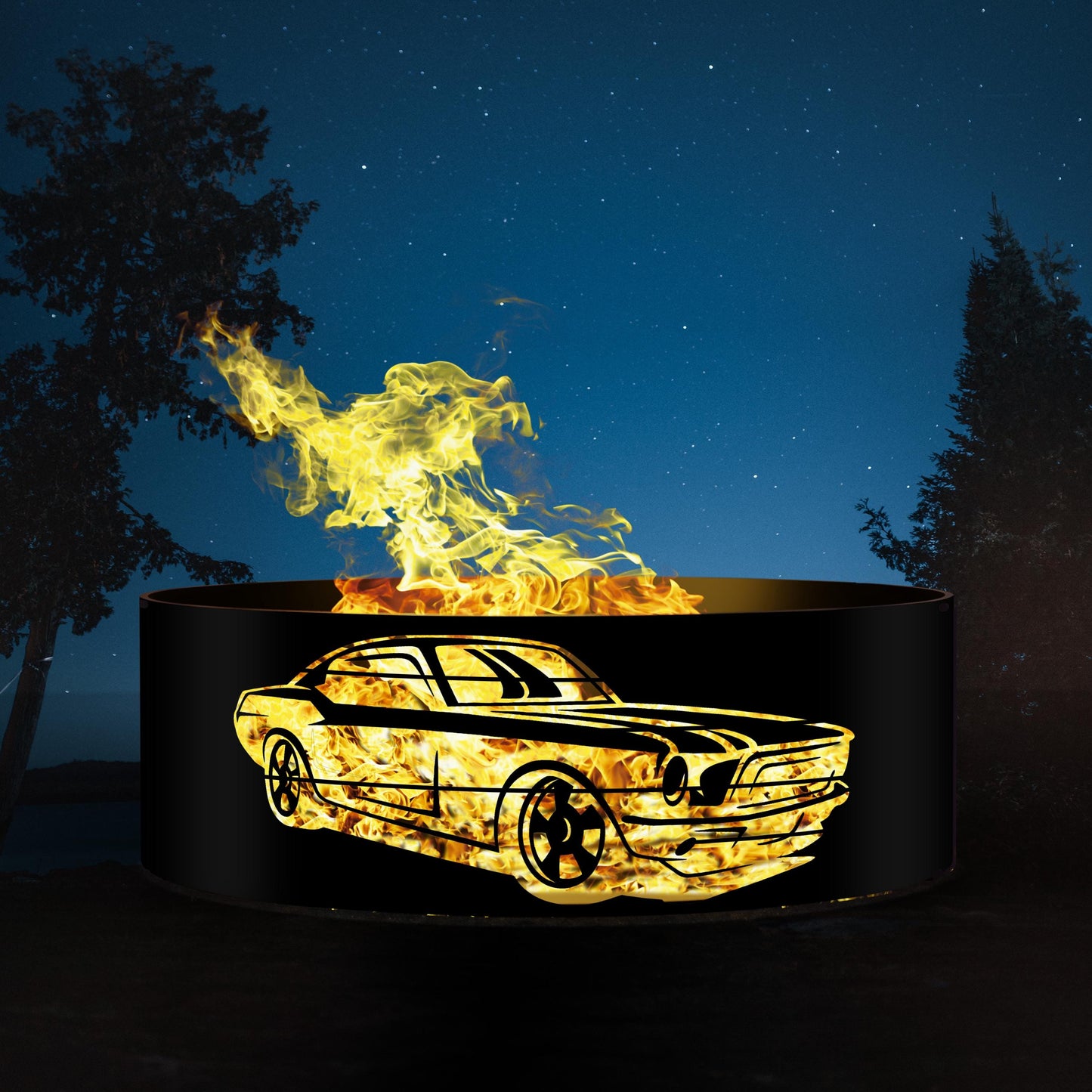 Personalized Fire Pit Gift for Dad | Custom Fire Ring for Car Lovers | Metal Father's Day Gift | Unique Gift for Men & Boyfriends