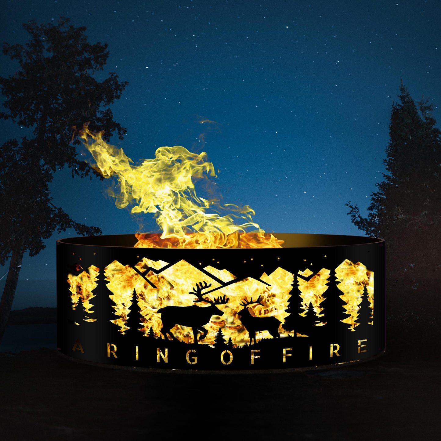 Personalized Fire Pit Ring | Custom Fire Pit Gift for Him for Christmas | Heavy Duty Steel Fire Pits | Outdoor Wood Burning Pits by Joseph's