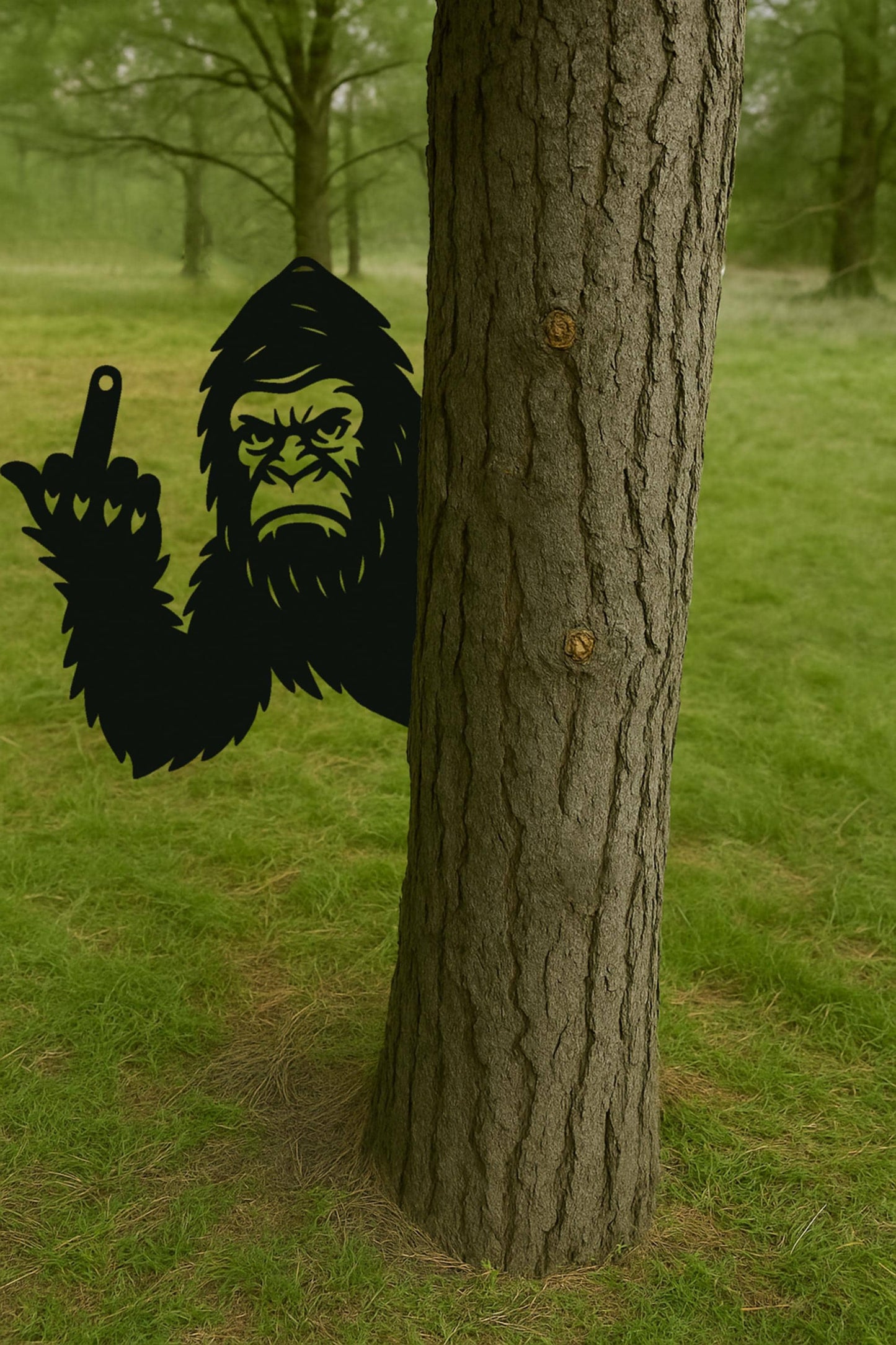 Halloween Decor Spooky Bigfoot Metal Sign, Peek a Boo Sasquatch Garden Decor, Funny Bigfoot Tree Art, Forest Halloween Prop