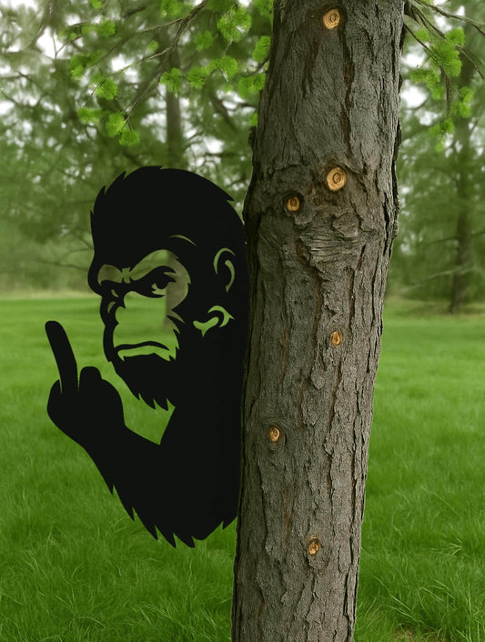 Unique Gift for Him, Bigfoot Wall Art, Peek-a-Boo Sasquatch Metal Sign, Outdoor Wall Hanging, Rustic Steel Decor for Yard, Tr
