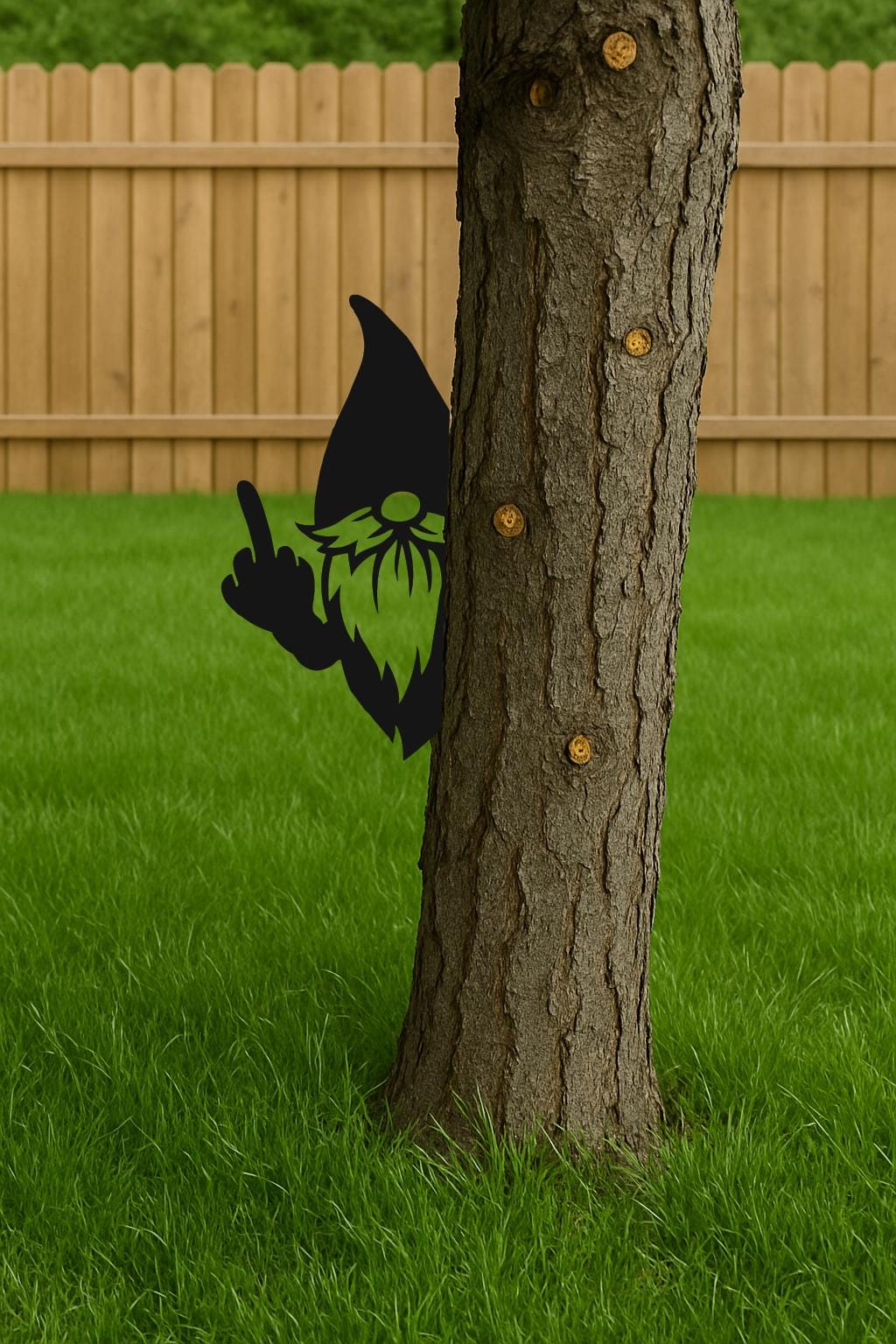 Funny Peek-a-Boo Gnome Metal Sign, Cheeky Garden Decor, 14 Gauge Steel Yard Art, Outdoor Tree Prank Cutout, Gift for Him, Father's Day Gift