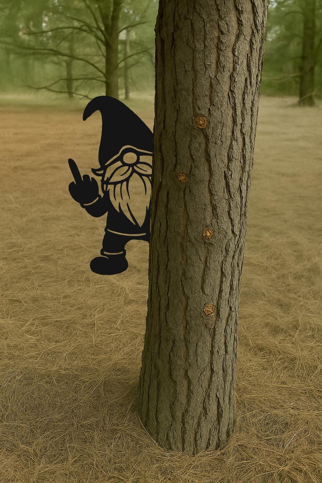 Cheeky Peek-a-Boo Gnome Metal Sign, Funny Garden Tree Decor, 14 Gauge Steel Yard Art, Outdoor Prank Cutout, Gift for Him