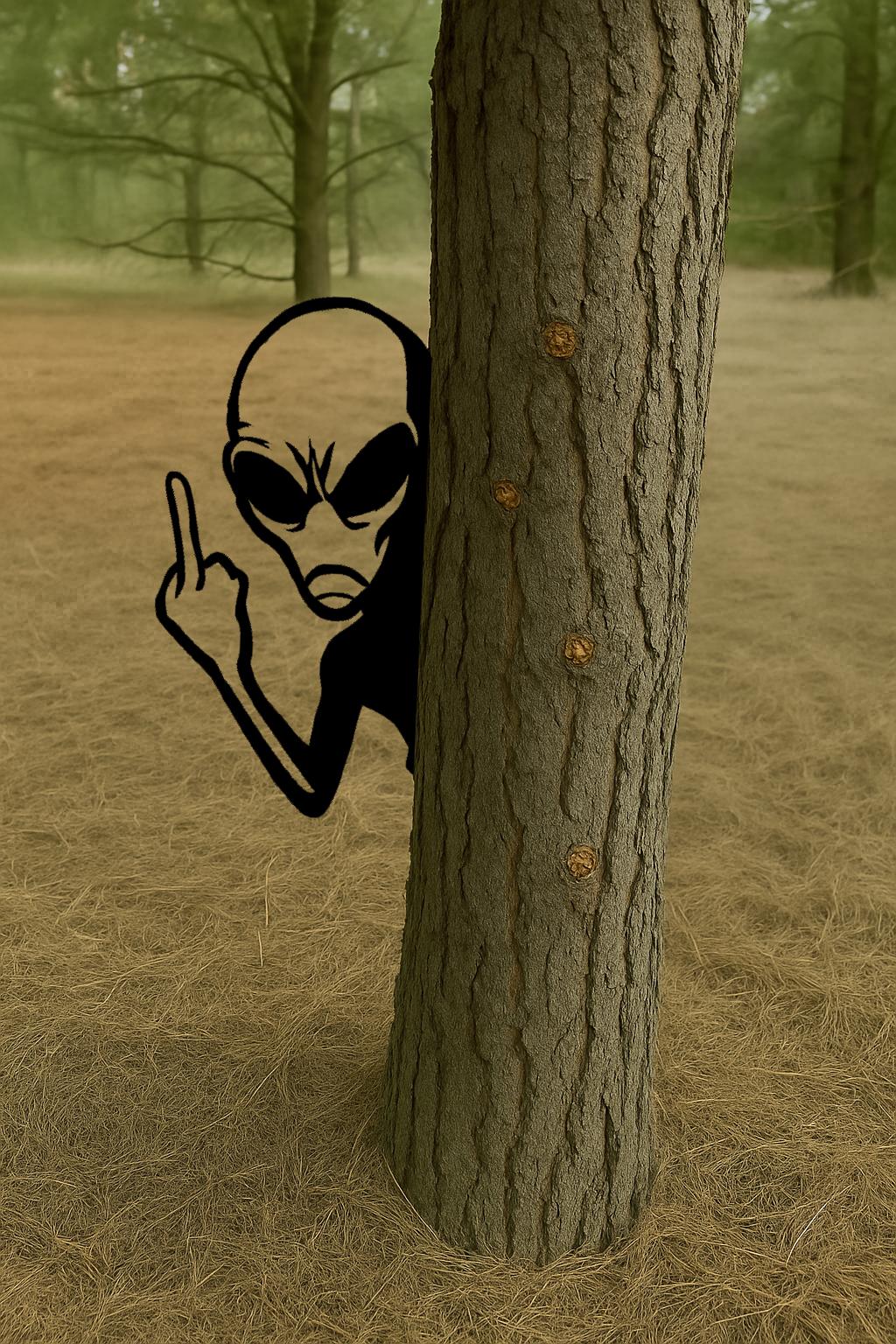 Funny Peek-a-Boo Alien Metal Sign, UFO Yard Art, Outdoor Prank Cutout, 14 Gauge Steel Tree Decor, Halloween Gift, Halloween Yard Decor