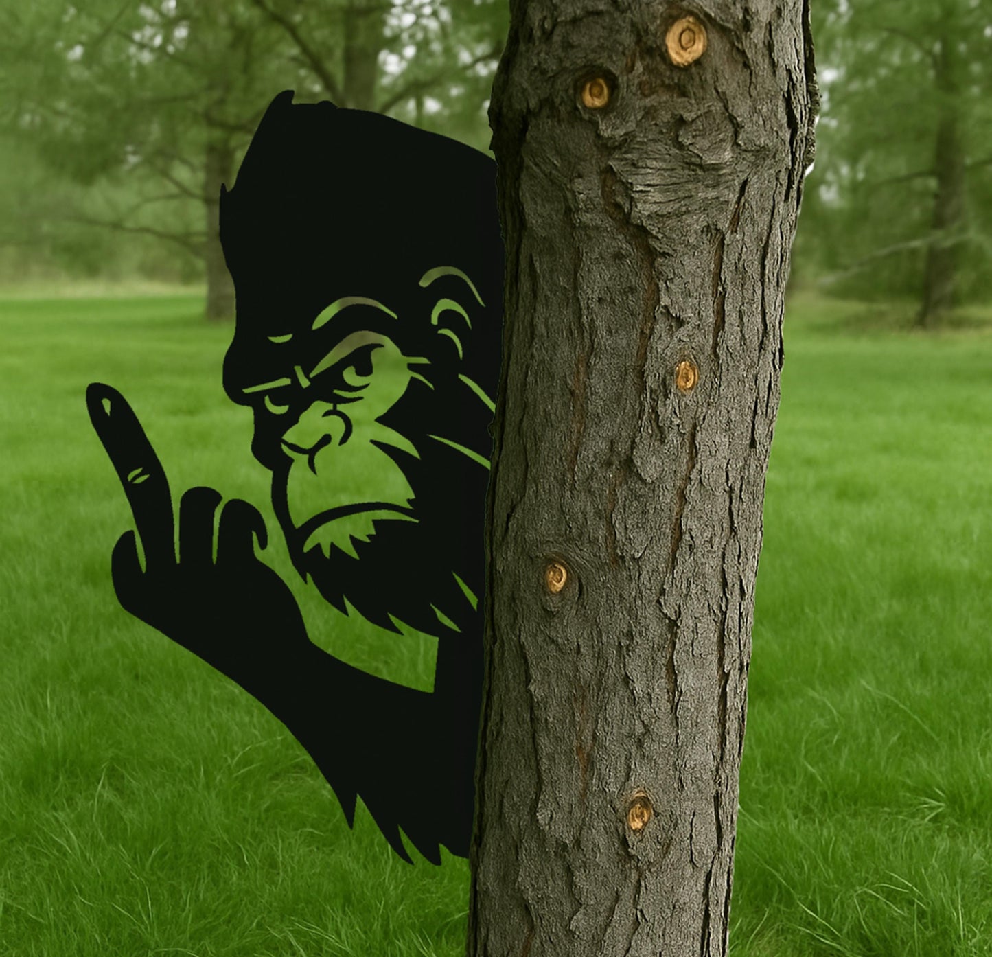 Halloween Garden Decor, Peek-a-Boo Bigfoot Metal Sign, Funny Yeti Tree Yard Decor, Durable Sasquatch Wall Hanging, Outdoor Bigfoot Sign