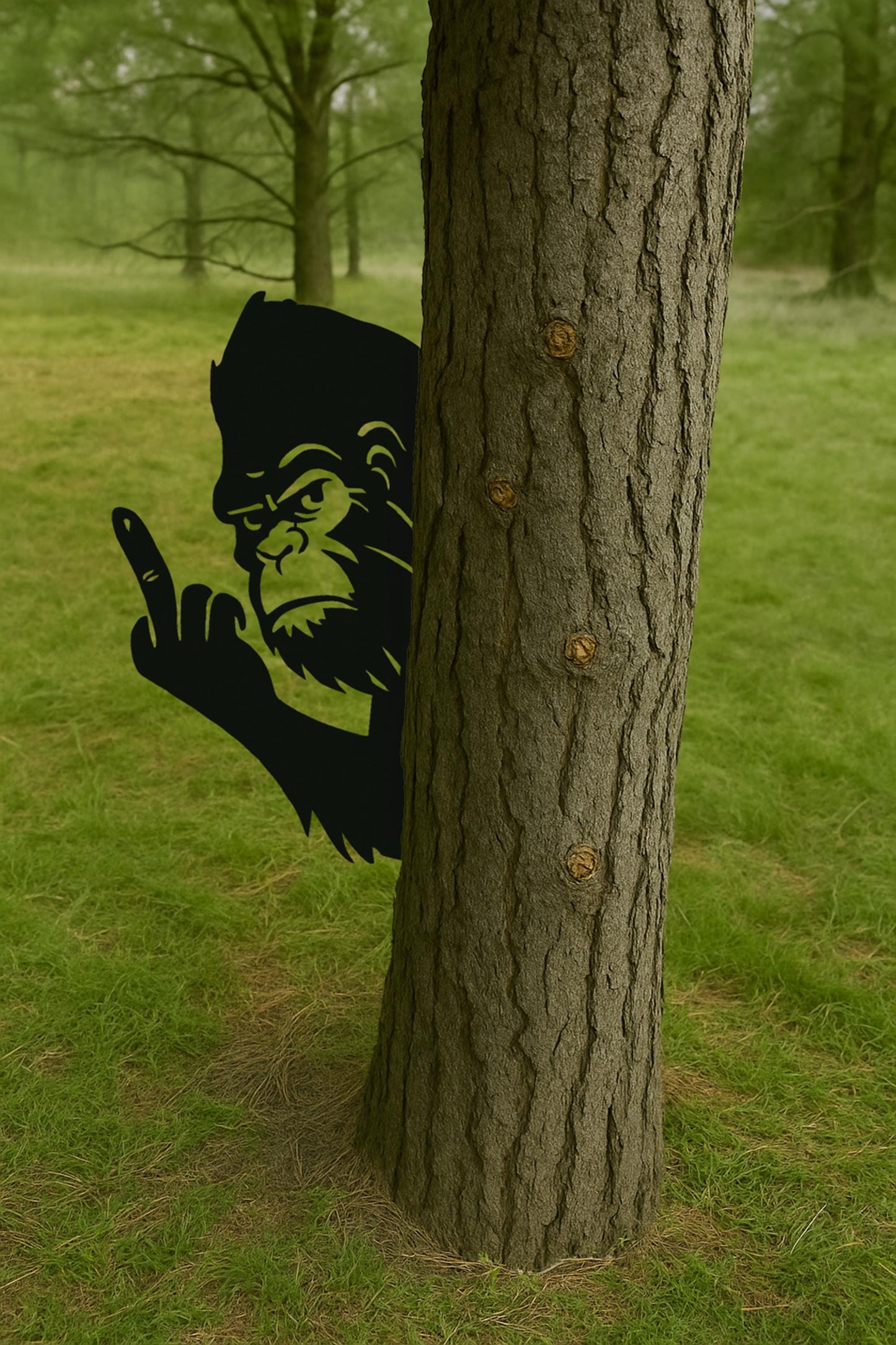 Funny Peek-a-Boo Bigfoot Metal Sign – Prank Tree Yard Decor, Premium Sasquatch Wall Art, Outdoor Steel Cutout for Garden