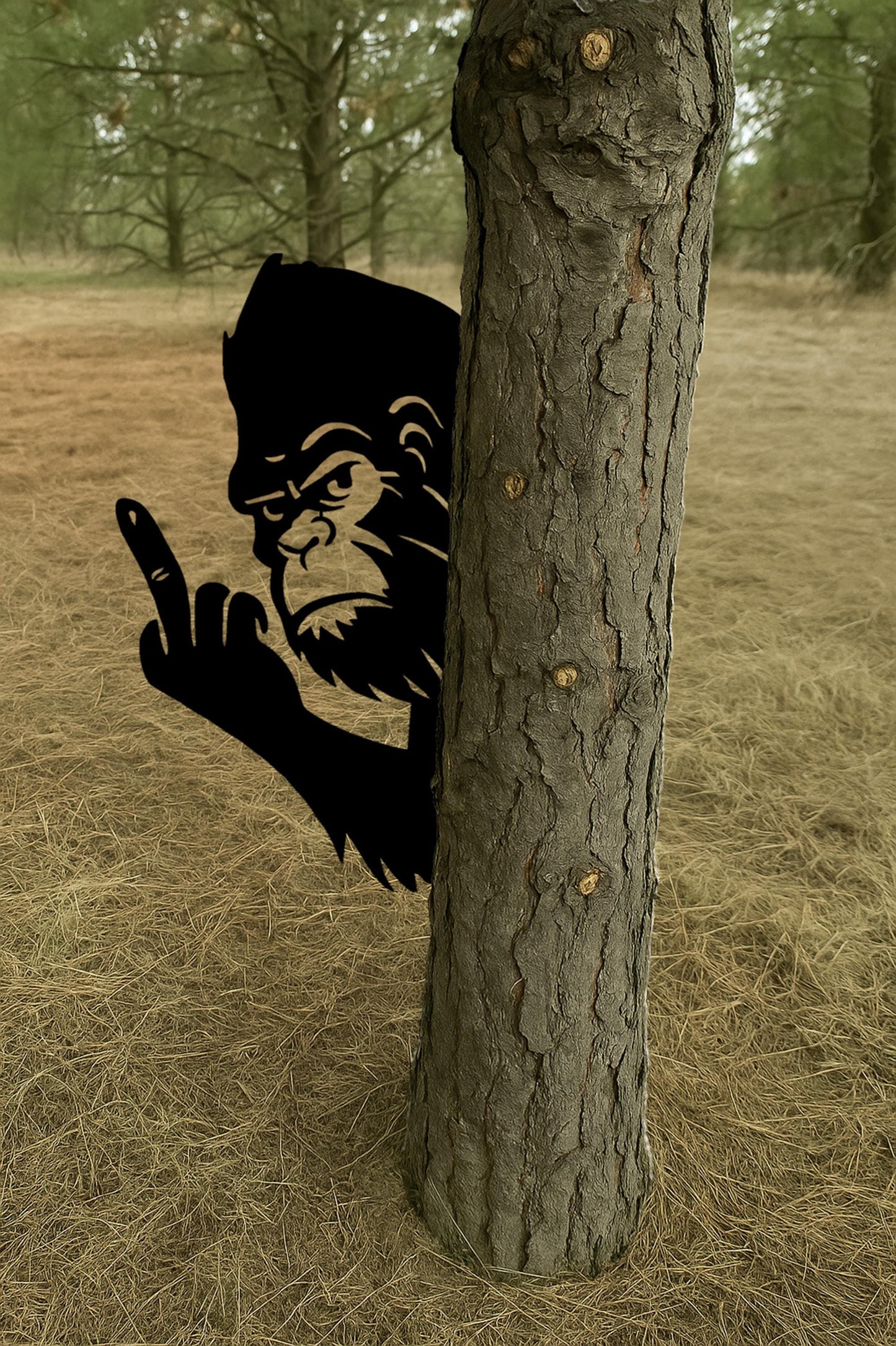 Funny Peek-a-Boo Bigfoot Metal Sign – Prank Tree Yard Decor, Premium Sasquatch Wall Art, Outdoor Steel Cutout for Garden