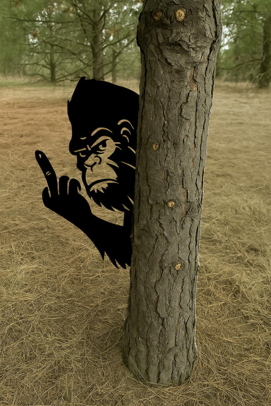Funny Peek-a-Boo Bigfoot Metal Sign – Prank Tree Yard Decor, Premium Sasquatch Wall Art, Outdoor Steel Cutout for Garden