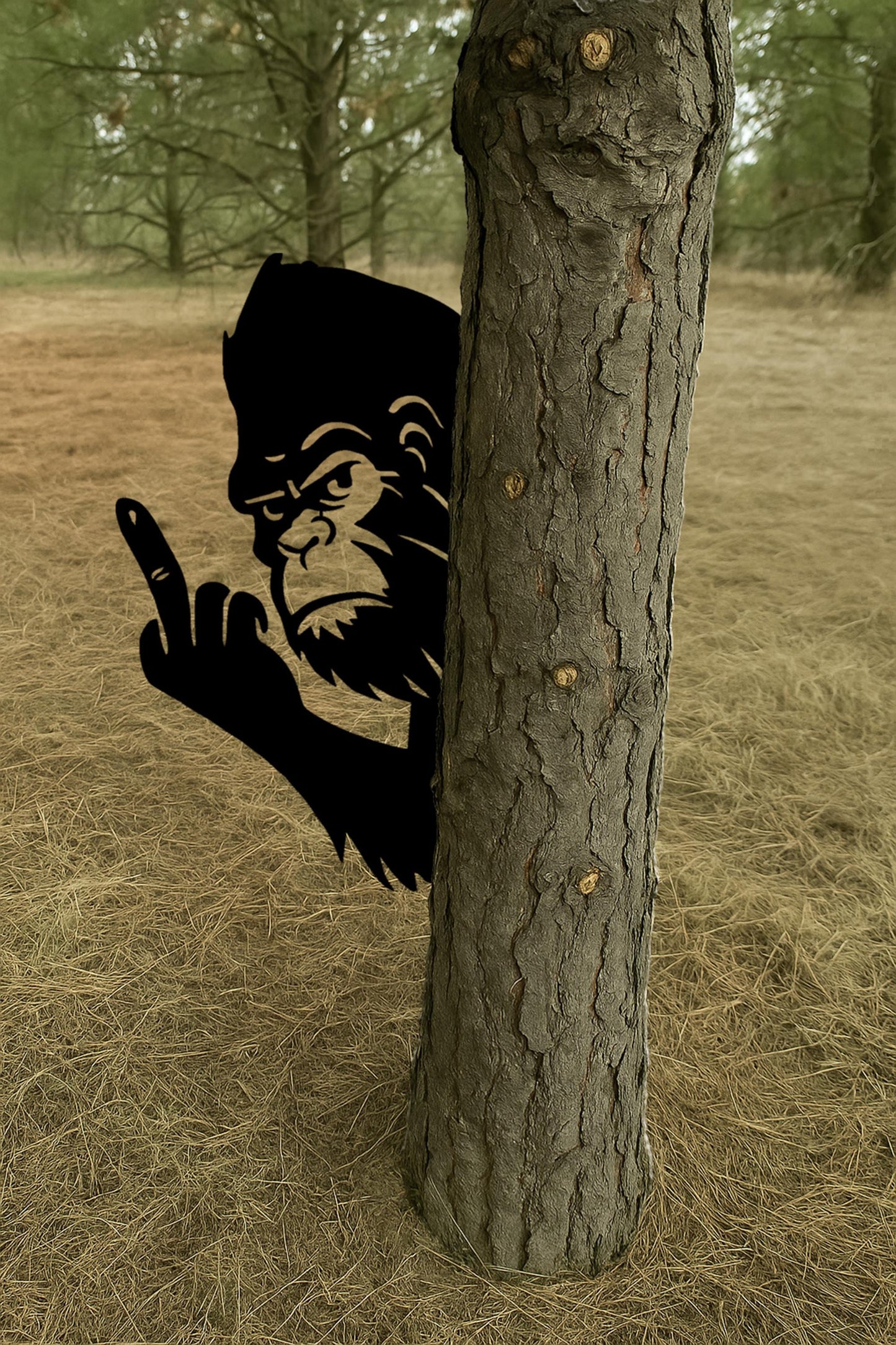 Halloween Bigfoot Tree Decor, Scary Outdoor Yard Art, Metal Gorilla Head for Tree Trunk, Funny Halloween Forest Decoration
