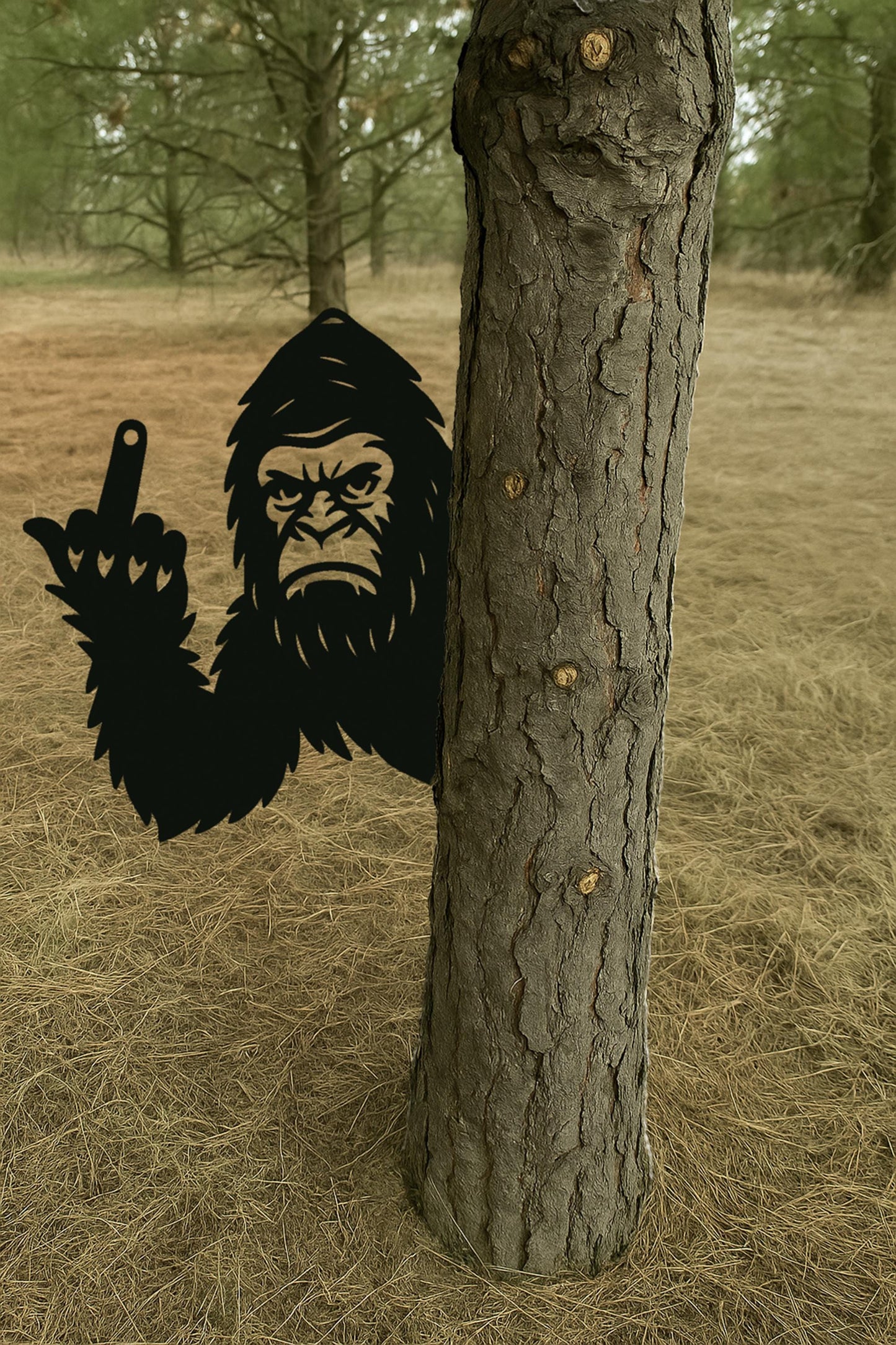 Halloween Decor Spooky Bigfoot Metal Sign, Peek a Boo Sasquatch Garden Decor, Funny Bigfoot Tree Art, Forest Halloween Prop