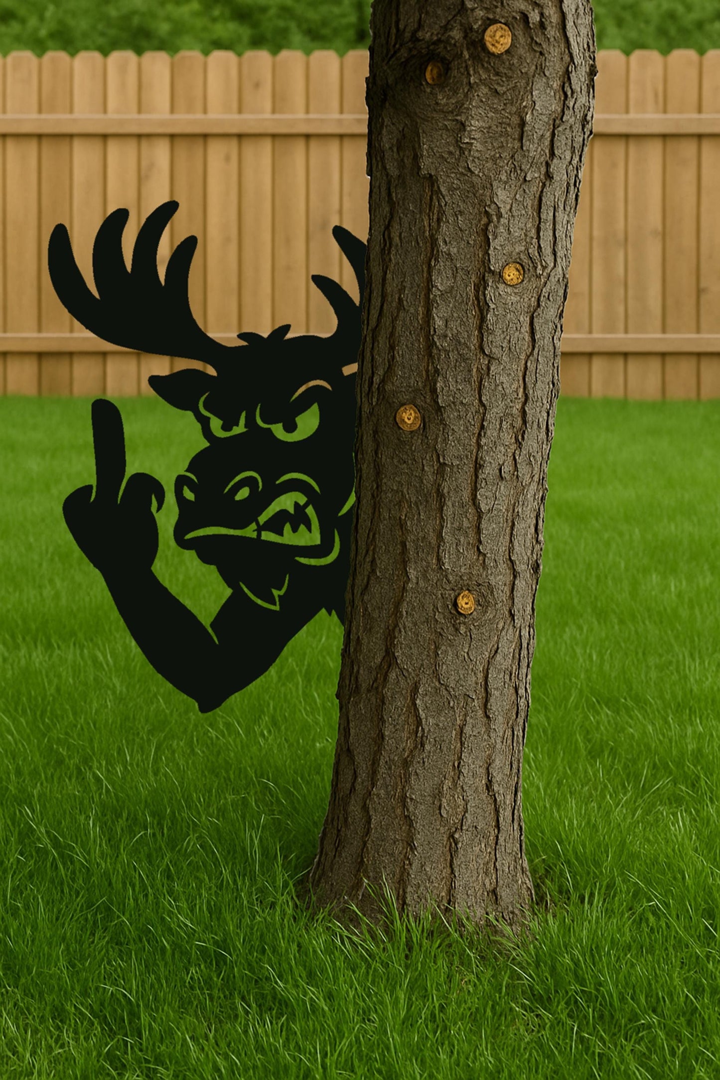 Peek-a-Boo Moose Metal Sign, Funny Tree Yard Decor, Raw Steel Outdoor Wall Art, Cheeky Cabin Decoration, Prank Gift for Hunters