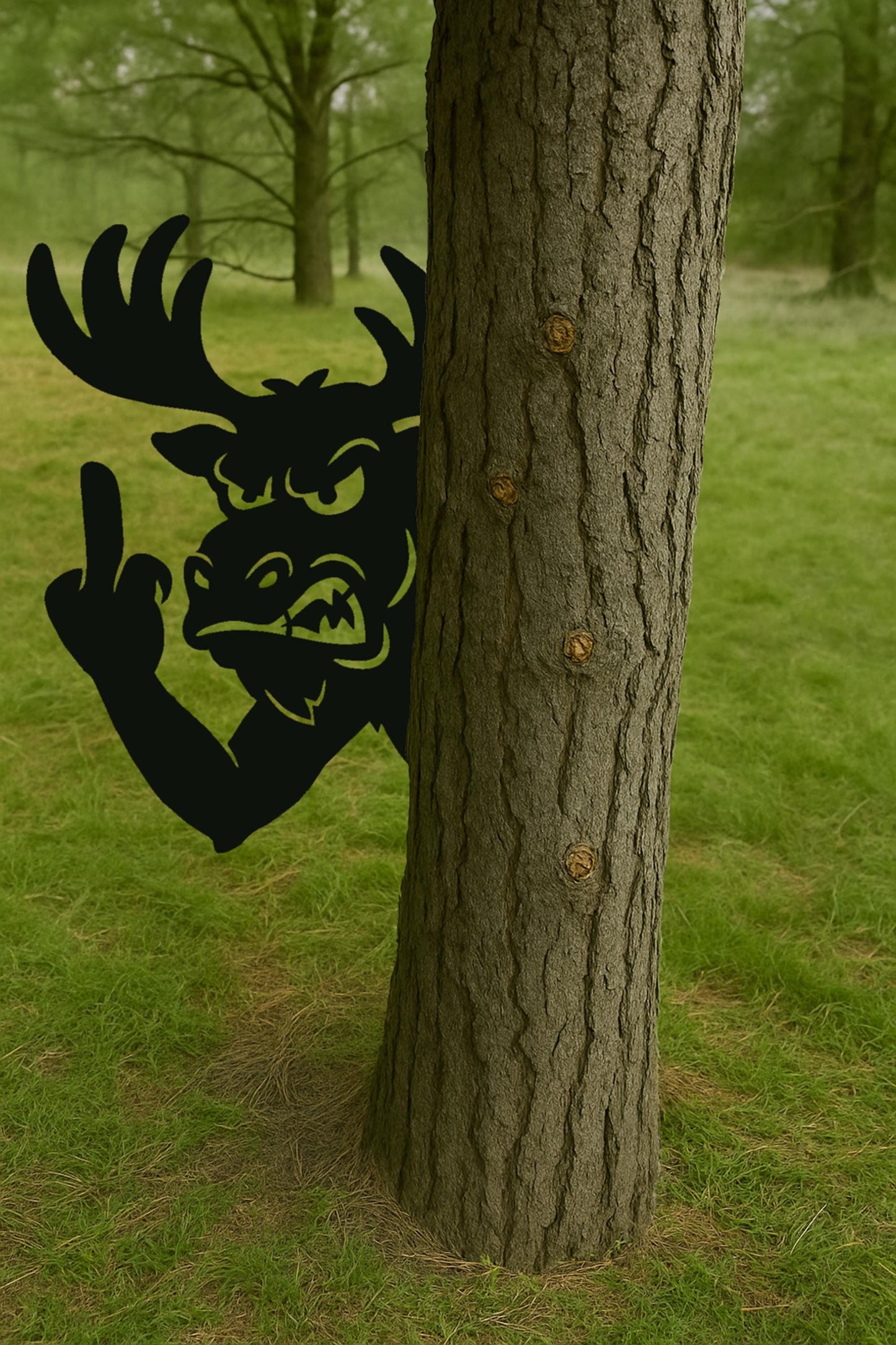 Peek-a-Boo Moose Metal Sign, Funny Deer Tree Yard Decor, Premium 14 Gauge Steel Outdoor Wall Art, Cheeky Prank Cutout Gift for Him