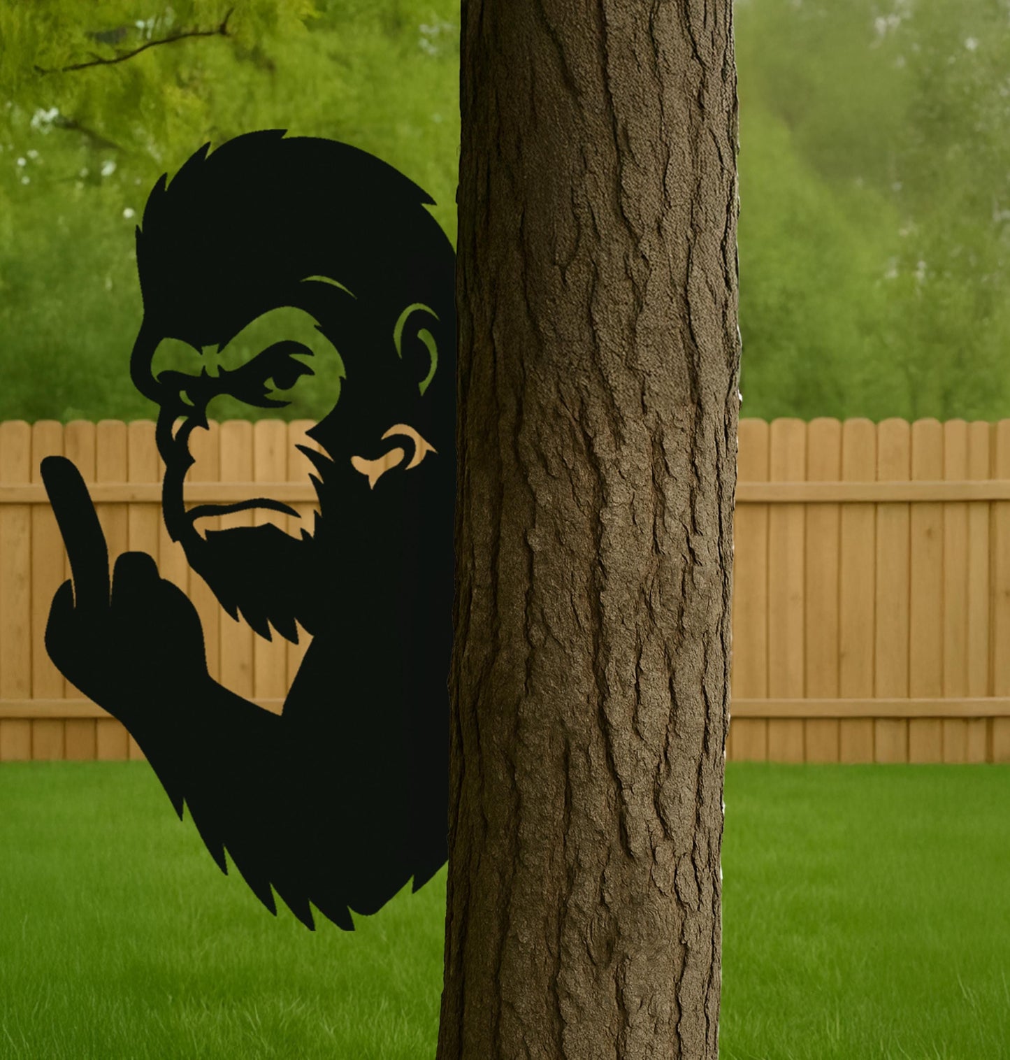 Unique Gift for Him, Bigfoot Wall Art, Peek-a-Boo Sasquatch Metal Sign, Outdoor Wall Hanging, Rustic Steel Decor for Yard, Tree, or Fence