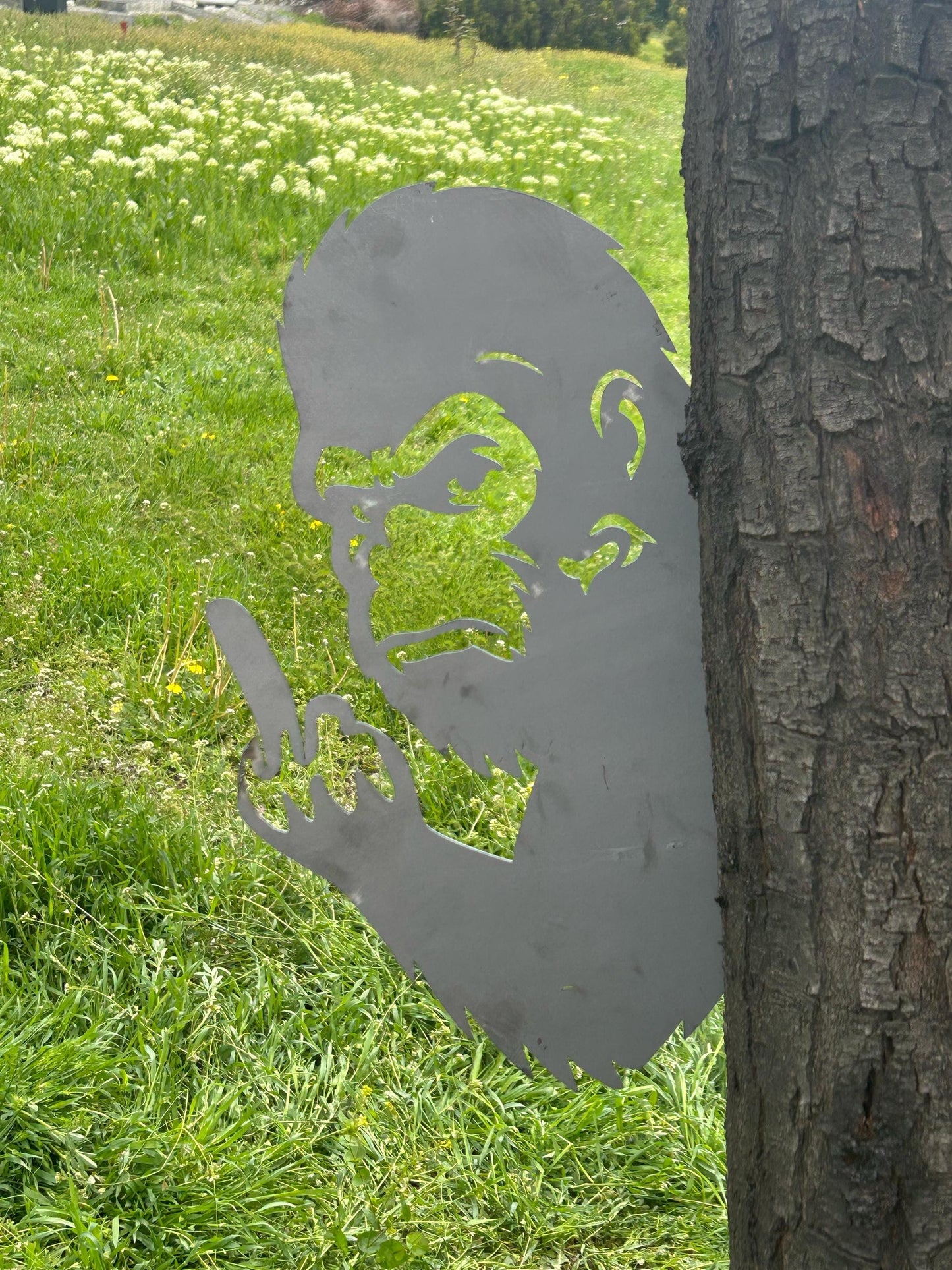 Unique Gift for Him, Bigfoot Wall Art, Peek-a-Boo Sasquatch Metal Sign, Outdoor Wall Hanging, Rustic Steel Decor for Yard, Tree, or Fence
