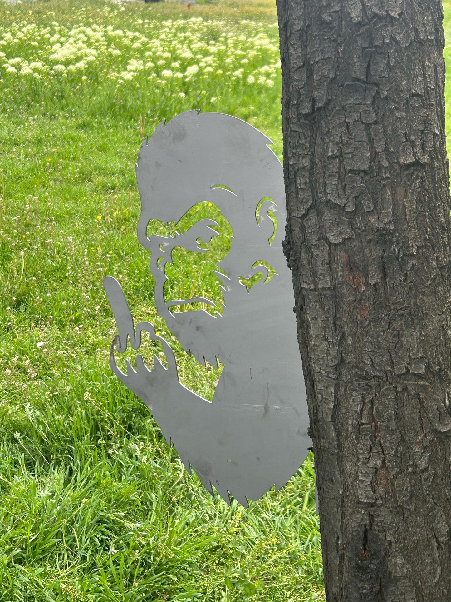 Unique Gift for Him, Bigfoot Wall Art, Peek-a-Boo Sasquatch Metal Sign, Outdoor Wall Hanging, Rustic Steel Decor for Yard, Tree, or Fence