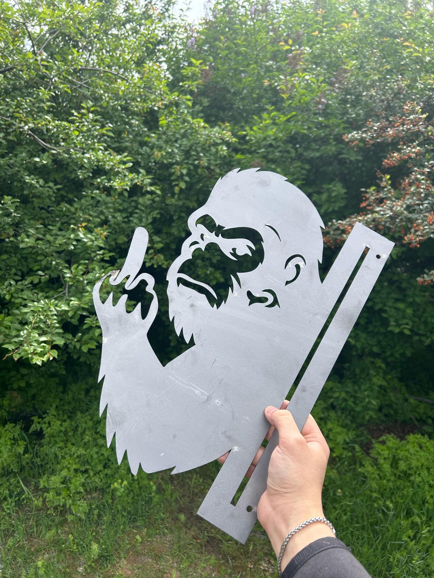 Unique Gift for Him, Bigfoot Wall Art, Peek-a-Boo Sasquatch Metal Sign, Outdoor Wall Hanging, Rustic Steel Decor for Yard, Tree, or Fence