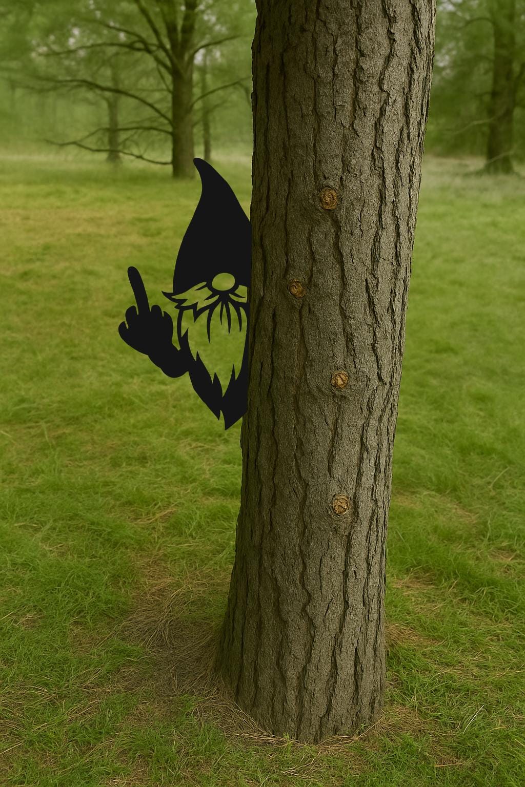 Funny Peek-a-Boo Gnome Metal Sign, Cheeky Garden Decor, 14 Gauge Steel Yard Art, Outdoor Tree Prank Cutout, Gift for Him, Father's Day Gift