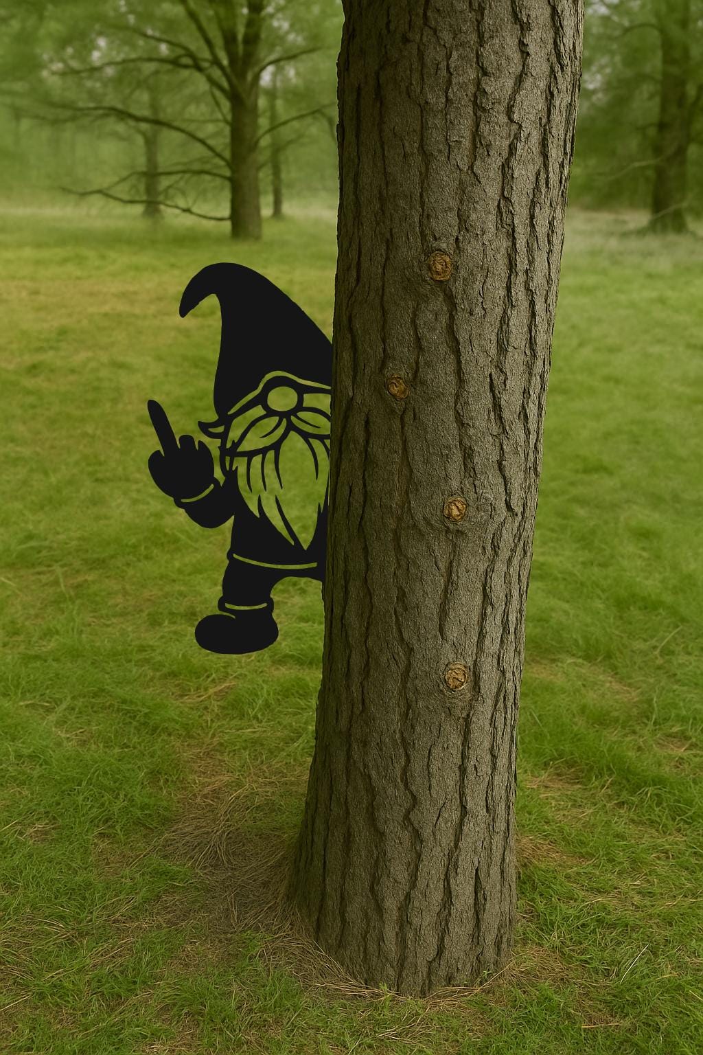 Offensive Gnome Metal Sign, Funny Peek-a-Boo Yard Decor, Rude Garden Gnome Tree Art, 14 Gauge Steel Outdoor Prank Gift for Him