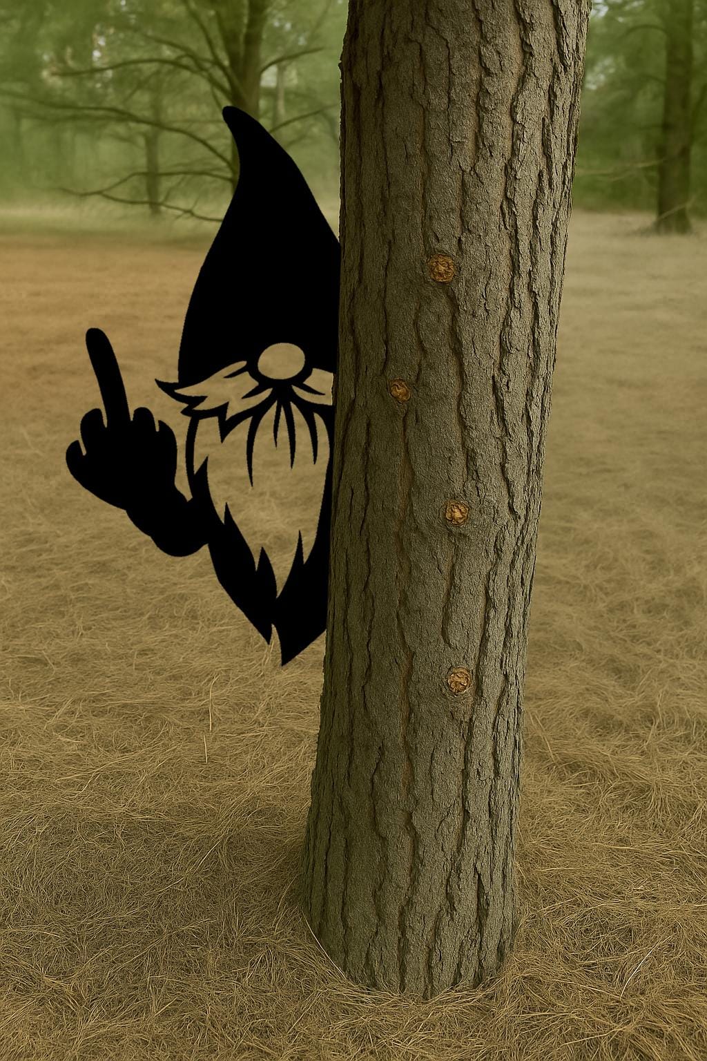 Funny Peek-a-Boo Gnome Metal Sign, Cheeky Garden Decor, 14 Gauge Steel Yard Art, Outdoor Tree Prank Cutout, Gift for Him, Fat