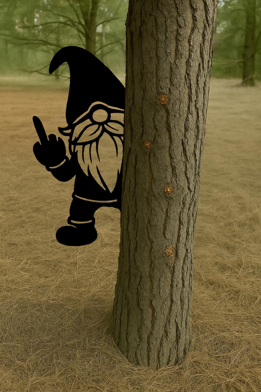 Offensive Gnome Metal Sign, Funny Peek-a-Boo Yard Decor, Rude Garden Gnome Tree Art, 14 Gauge Steel Outdoor Prank Gift for Hi