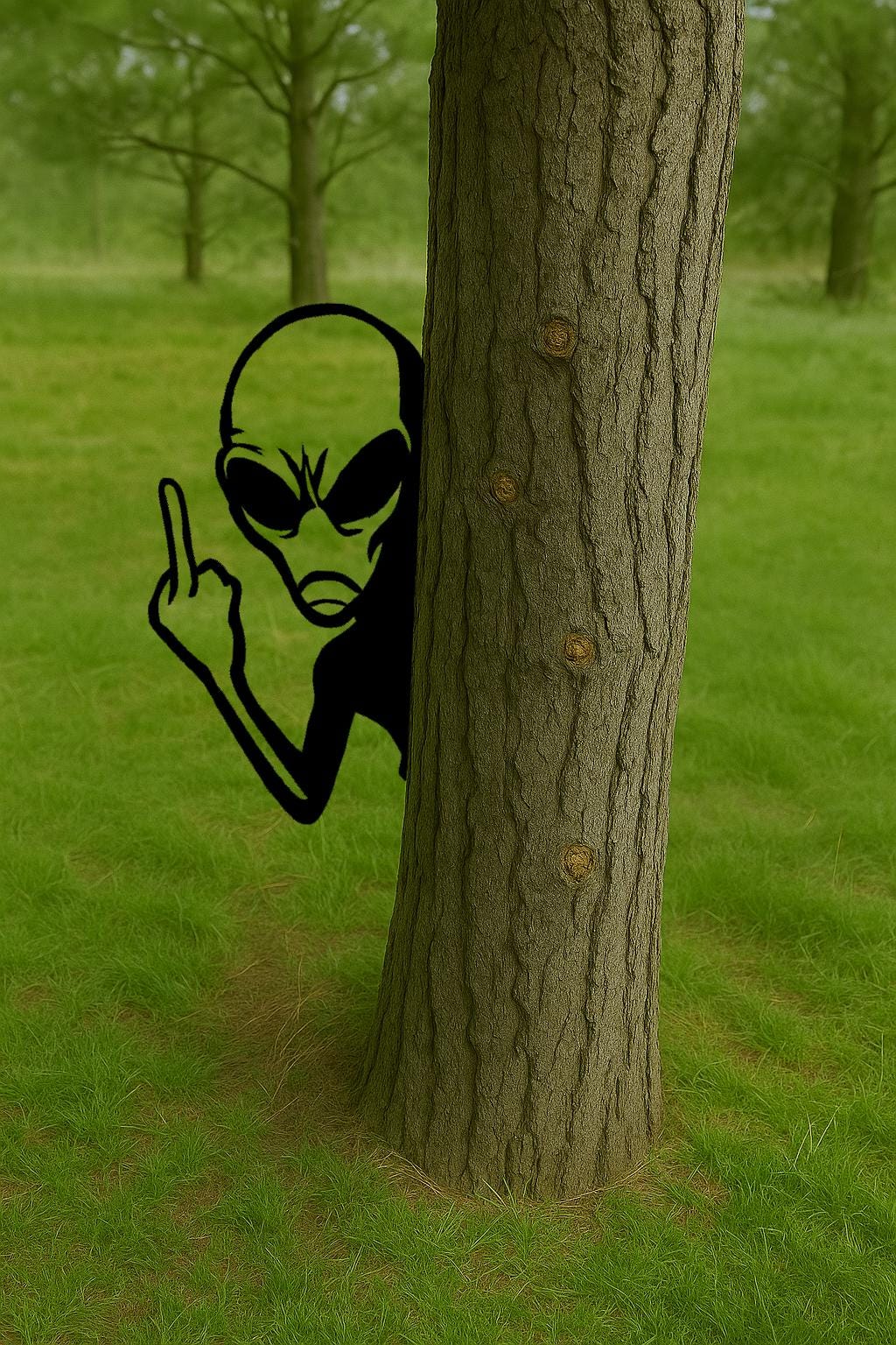Funny Peek-a-Boo Alien Metal Sign, UFO Yard Art, Outdoor Prank Cutout, 14 Gauge Steel Tree Decor, Halloween Gift, Halloween Y