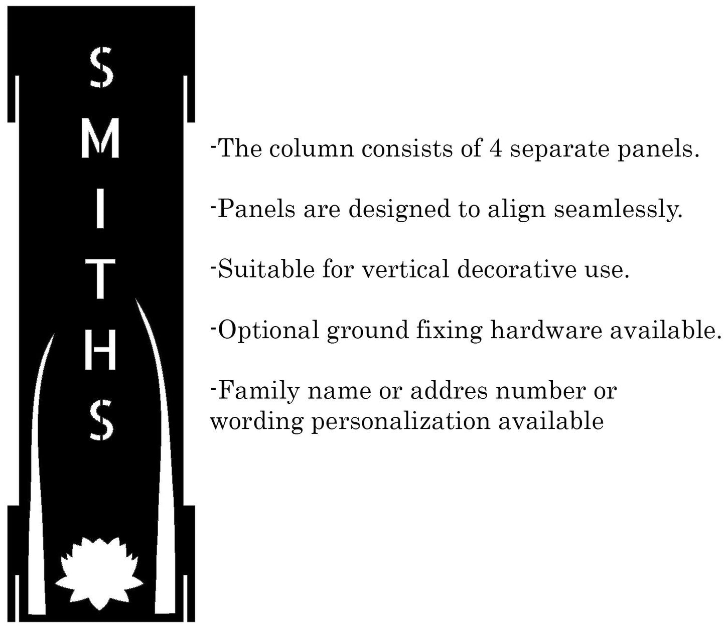 Personalized Garden Column, Metal House Number Post with Bamboo and Dragonfly Design, Rustic Yard Address Sign, Outdoor Garden Decor