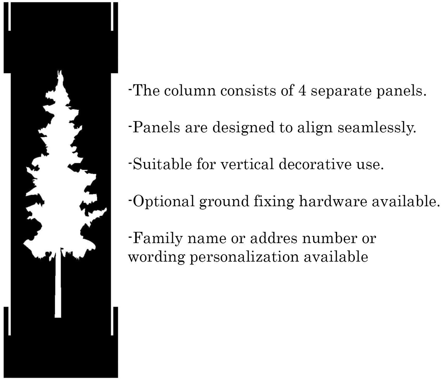 Personalized Raw Steel Garden Column, Pine Tree Address Sign, Rustic Outdoor Decor