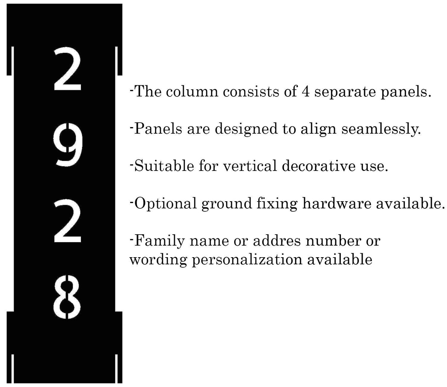 Personalized Metal Garden Column with Pine Tree, Raw Steel House Number Yard Sign, Outdoor Address Pillar, Modern Rustic Decor