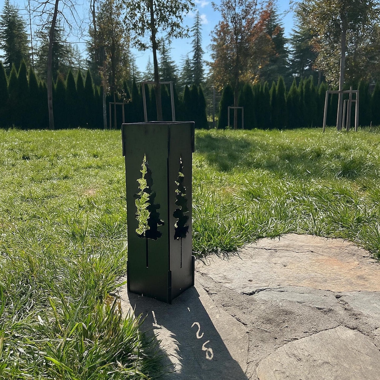 Custom Metal Address Column with House Numbers,  Modern Steel Yard Sign